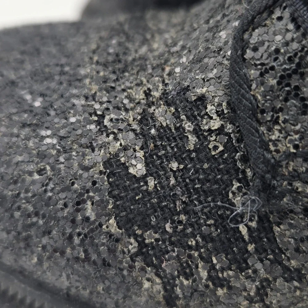 Cat &‎ Jack Girls Black Glitter Combat Boots Side Zip Velvet Laces Size 10